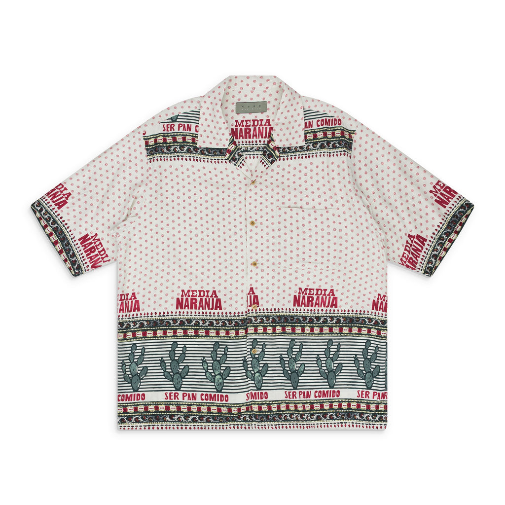 White Media Naranja Open Collar Shirt