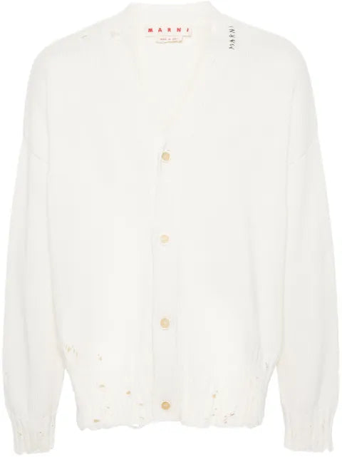 Marni dishevelled cotton cardigan with Marni Mending