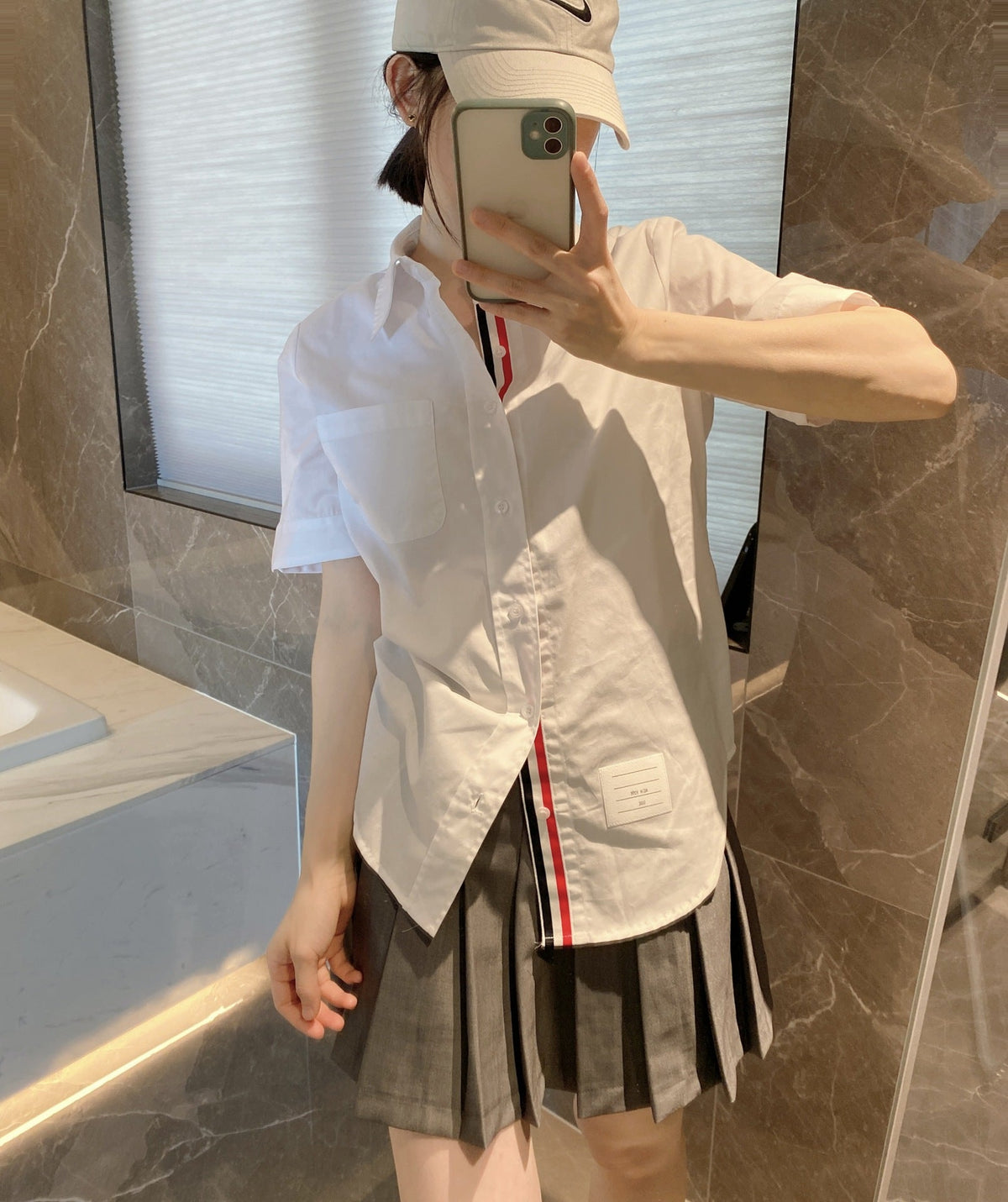 Thom Browne Women's Puppy Embroidered Short Sleeve Shirt