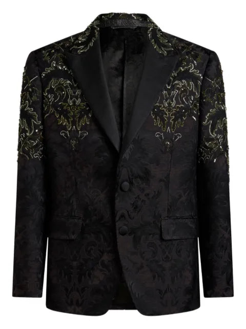 ETRO single-breasted blazer with floral embroidered