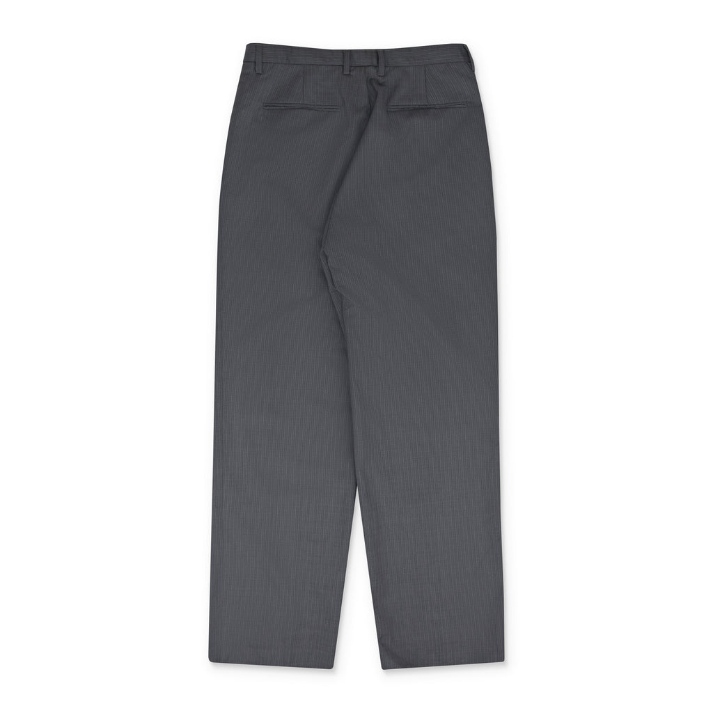 Grey Pleated Striped Trousers