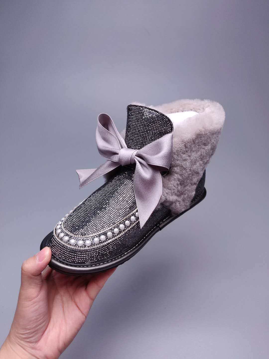 Daisy Crystal Ribbon Snow Boot — Mineral Grey | New Arrival | In Stock