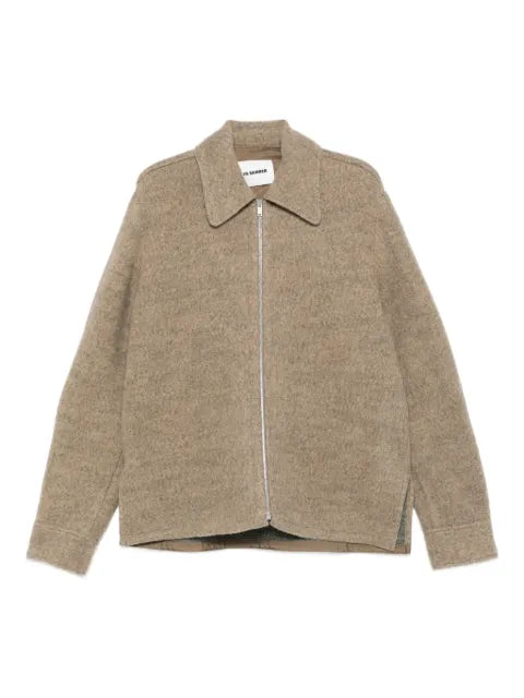 Jil Sander zip-fastening collared wool jacket