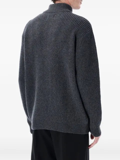 colorful standard half-zip ribbed-knit sweater
