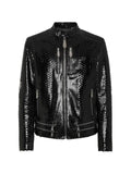 Philipp Plein leather jacket with zip fastening