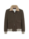 Brunello Cucinelli waxed techno cotton bomber jacket with Thermore® padding and detachable shearling collar