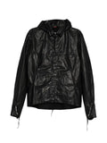 Ma+ detachable-hood leather biker jacket