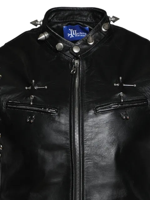 MARKING DISTANCE Gimp studded leather vest