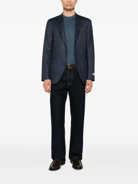 Canali herringbone-weave notched-lapel blazer