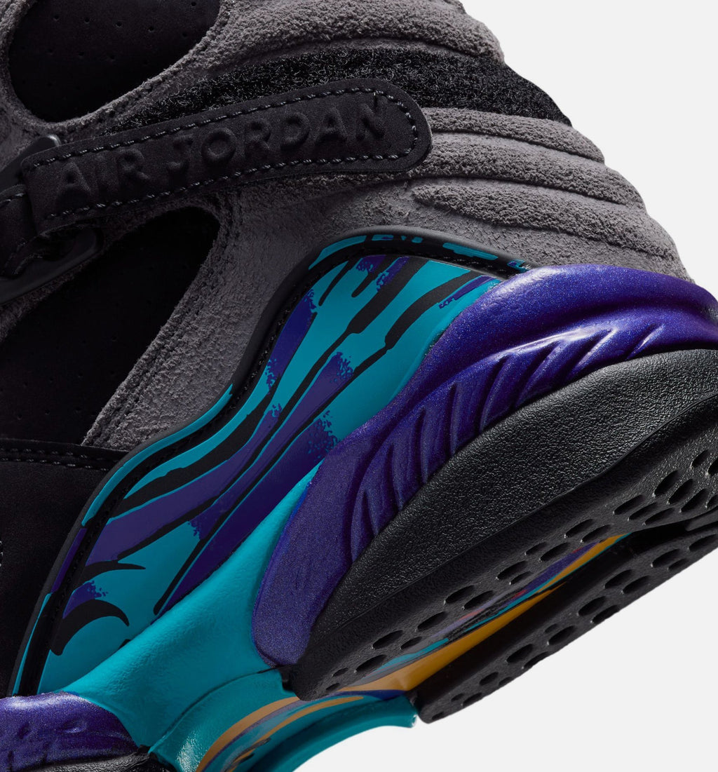 Air Jordan 8 Retro Aqua – Grade School Lifestyle Shoe in Black/Multi-Color/Bright Concord/Multi-Color