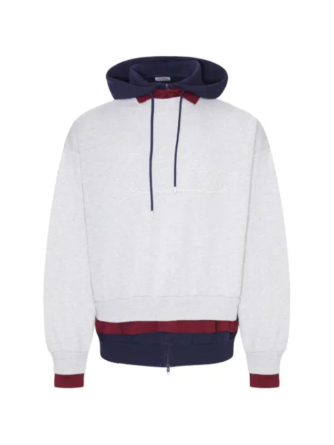 Balenciaga layered frayed-lettering hoodie