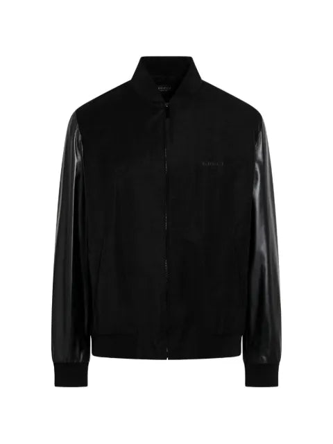 Gucci fabric bomber jacket with nappa sleeves