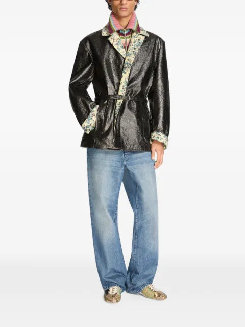 DRIES VAN NOTEN coated belted jacket