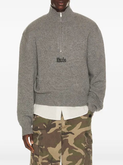 RHUDE quarter-zip logo-embroidered sweater