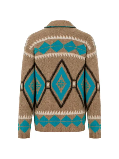 AMARANTO  geometric-pattern shawl-collar cardigan