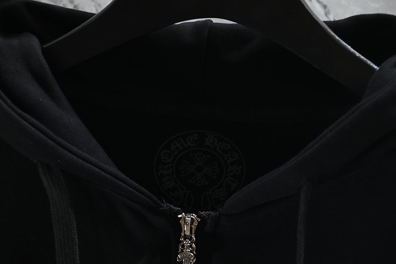 Chrome Hearts  Red Horseshoe Logo Zip Up Hoodie 5005