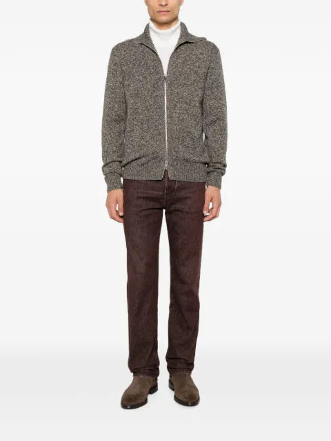 Zanone zip-up marl-knit cardigan