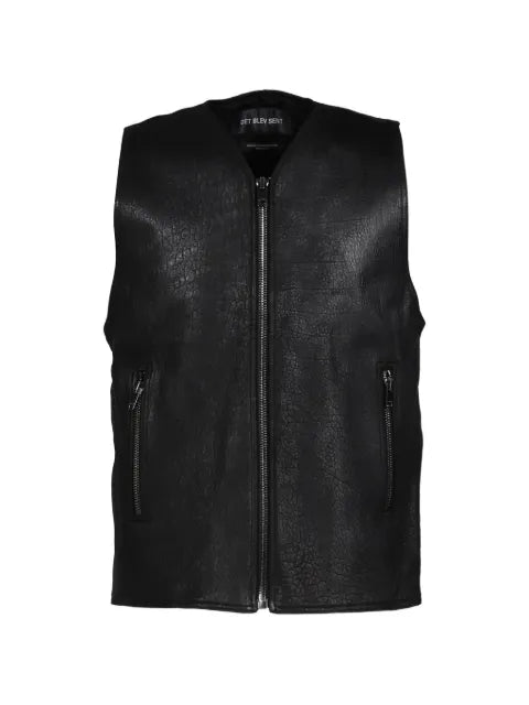 DET BLEV SENT zip-up leather vest