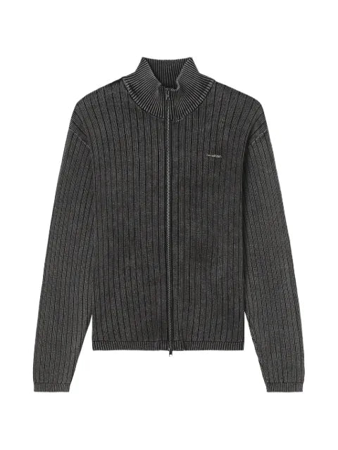 izzue ribbed-knit zip-up sweater