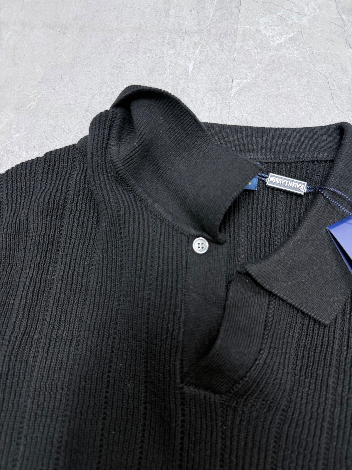Ralph Lauren Men's Rib‑Knit Johnny Collar Short‑Sleeve Polo Shirt