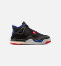 Air Jordan 4 Retro Rare Air Preschool Sneakers - Black / Fire Red / Deep Royal Blue