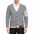 Classic Four-Bar Thickened Wool Cardigan | Thom Browne