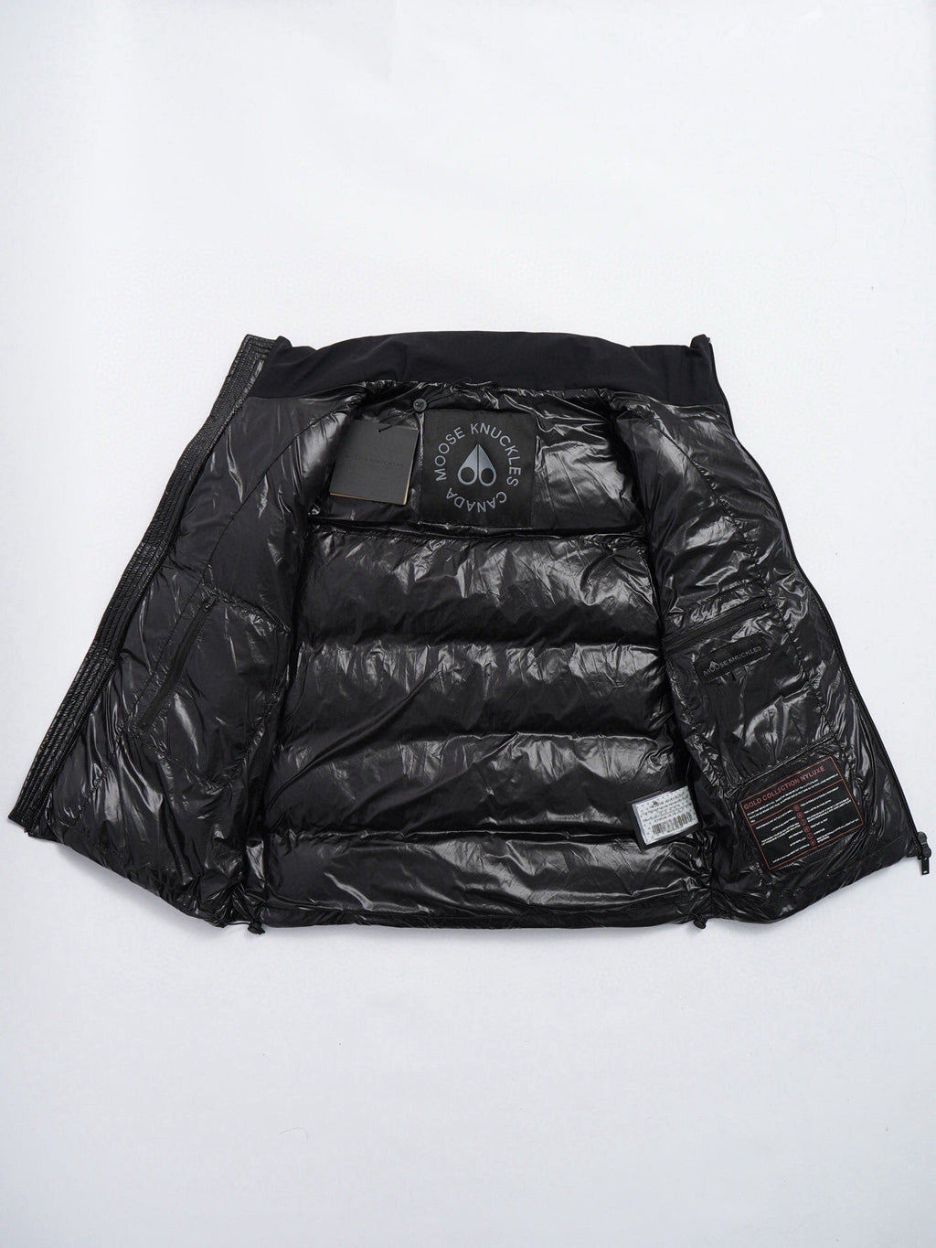 Moose Knuckles Black Stand-Collar Puffer Vest with Chest Logo