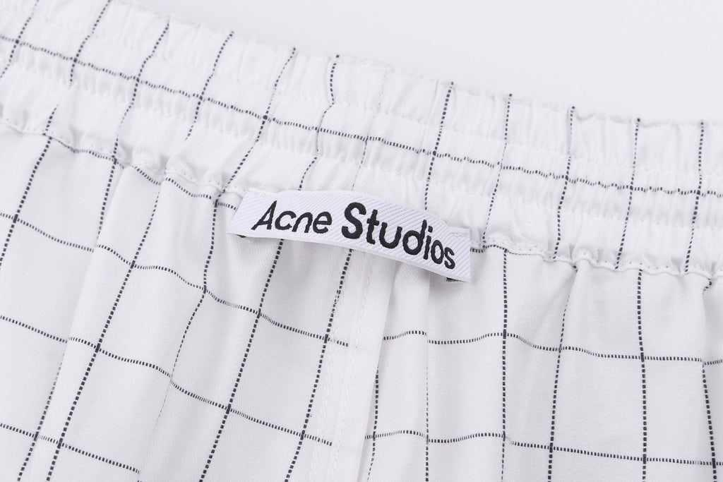 Acne Studios Grid‑Pattern Drawstring Casual Shorts