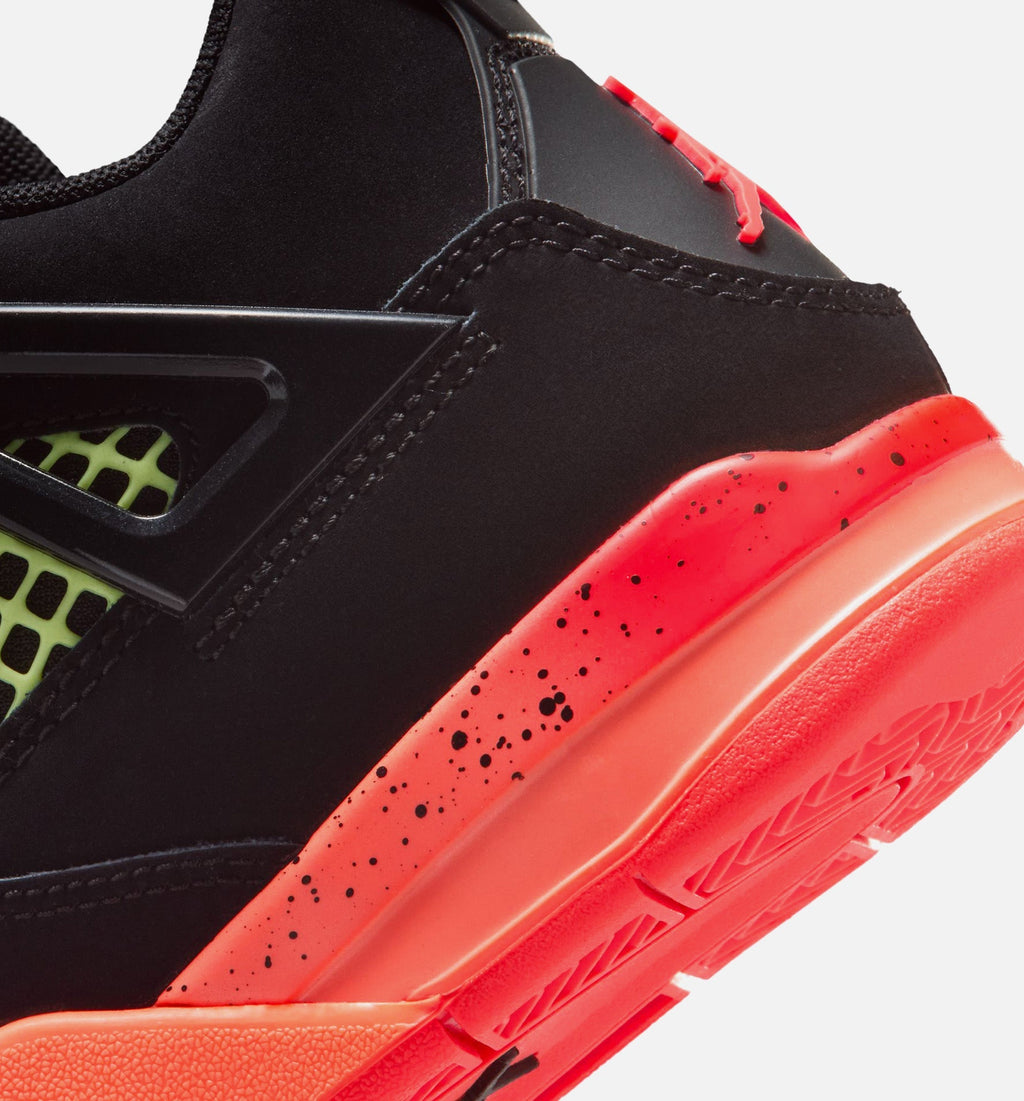 Air Jordan 4 Retro Preschool Lifestyle Shoe - Black/Infrared 23/Bright Mango