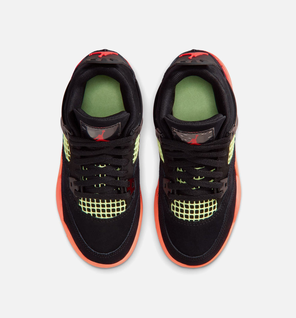 Air Jordan 4 Retro Preschool Lifestyle Shoe - Black/Infrared 23/Bright Mango