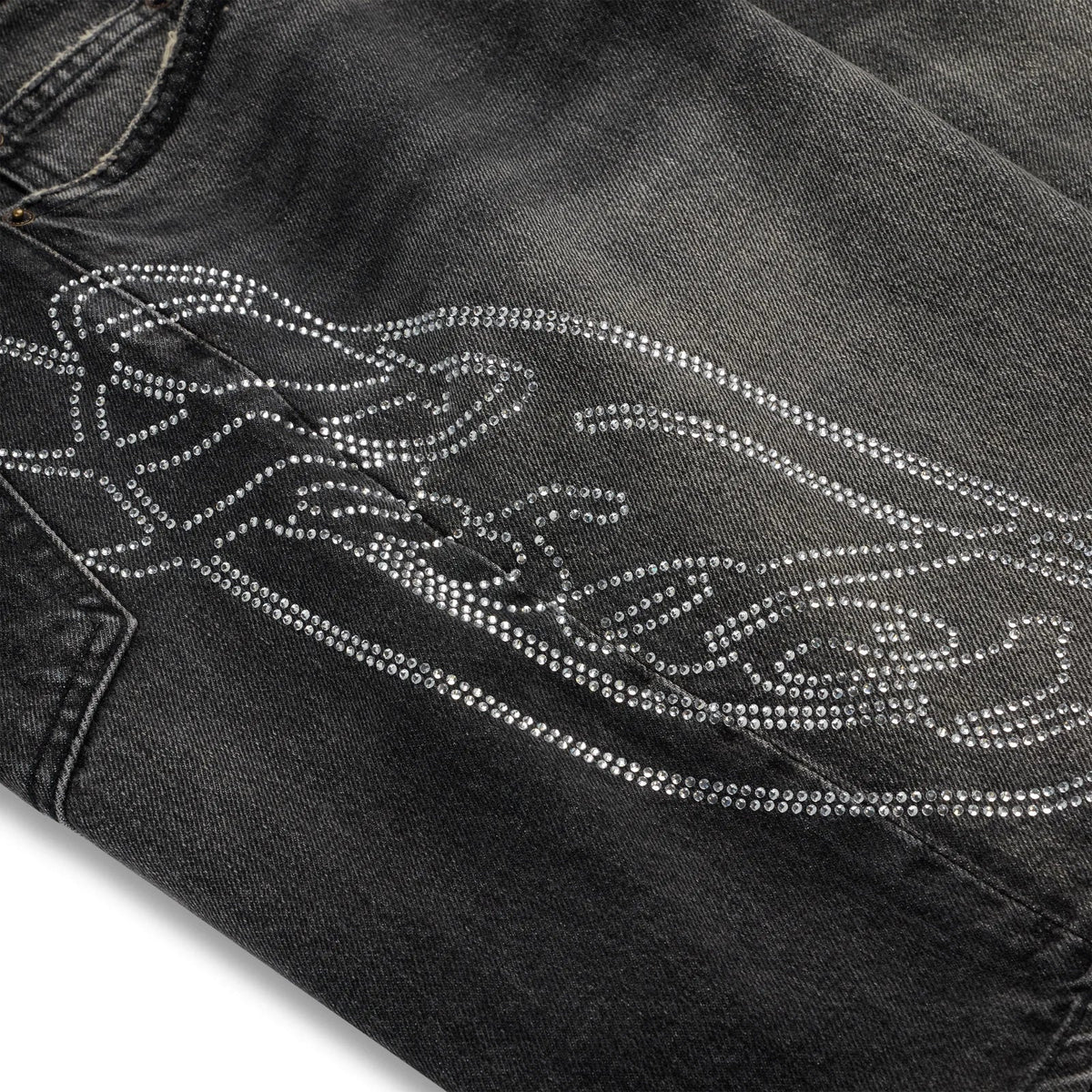 Sp5der SCRIPT WEB DENIM SHORT Black