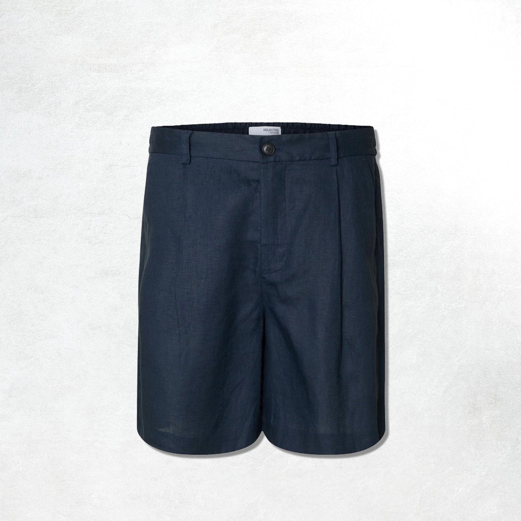 Selected Loose-Wyatt Linen Bermuda Shorts: Outer Space