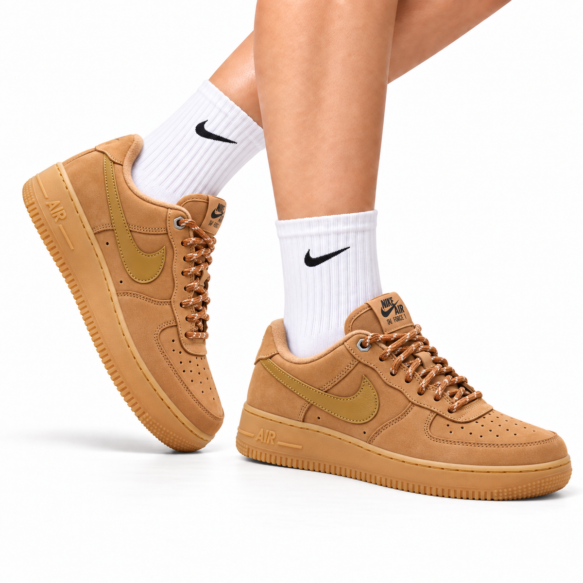 Nike Air Force 1 Low Wheat Tan Gum Unisex Sneakers Style 19