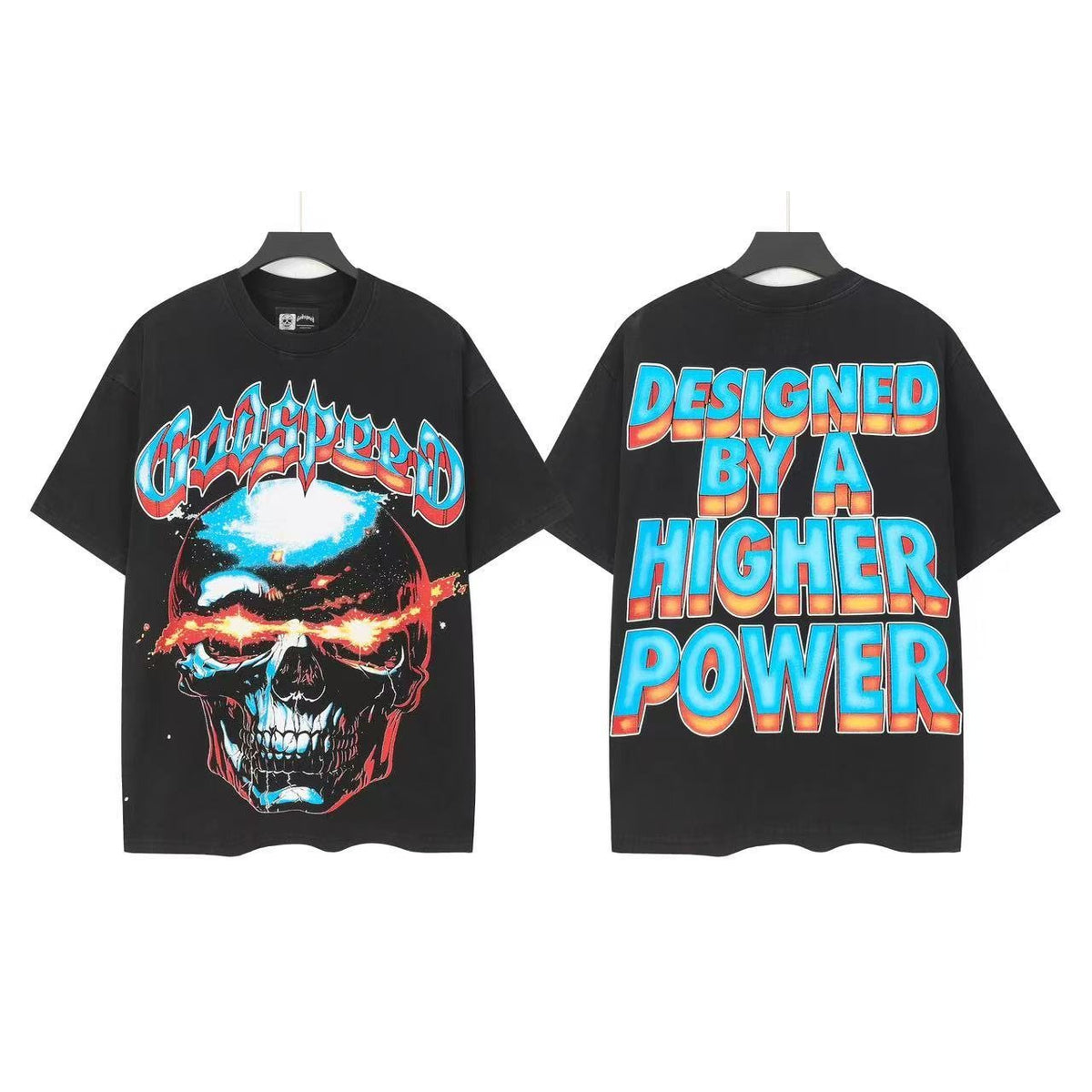 Godspeed Designed By A Higher Power Skull Graphic T-Shirt