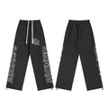 MIXED EMOTION Black Graphic Drawstring Pants