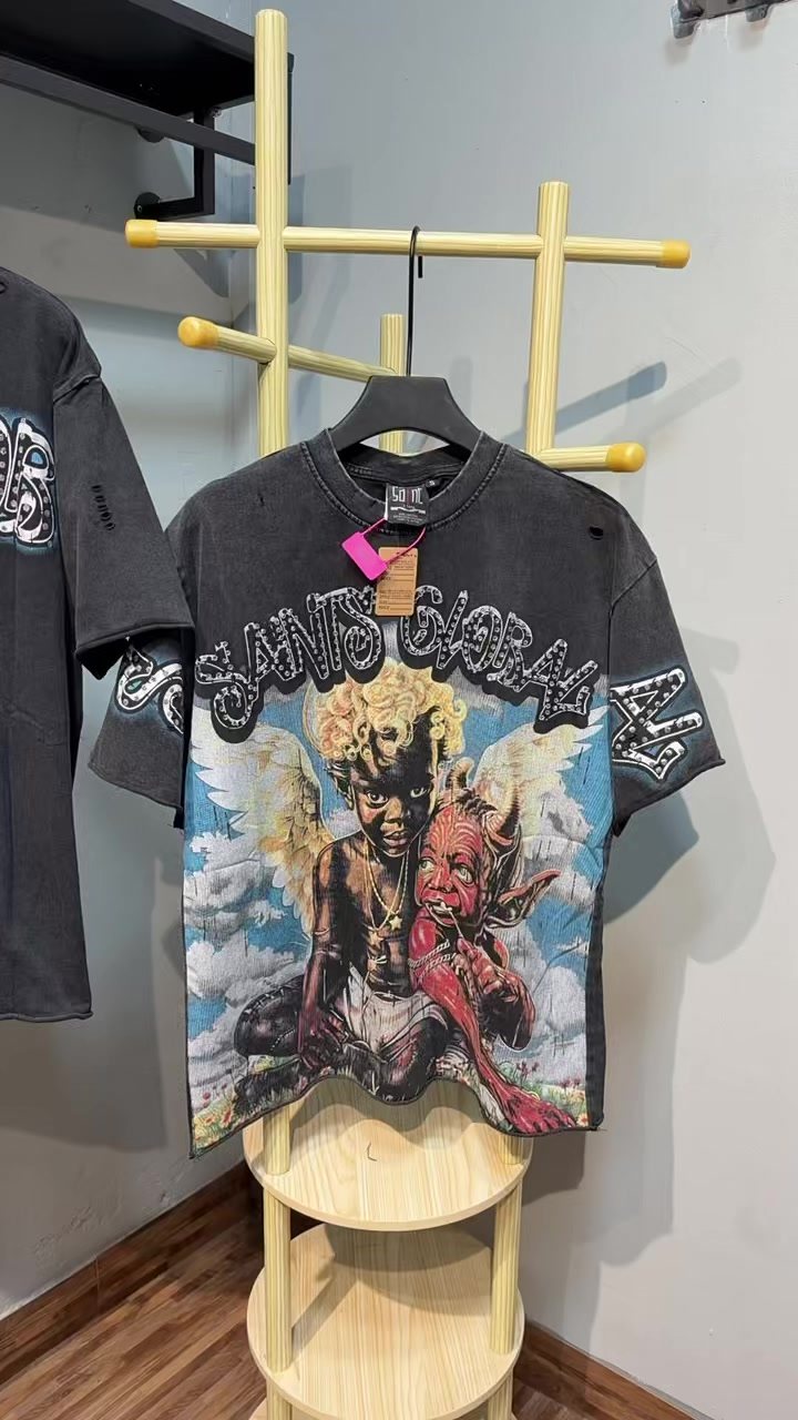 SAINT Washed Black Global Graphic T-Shirt