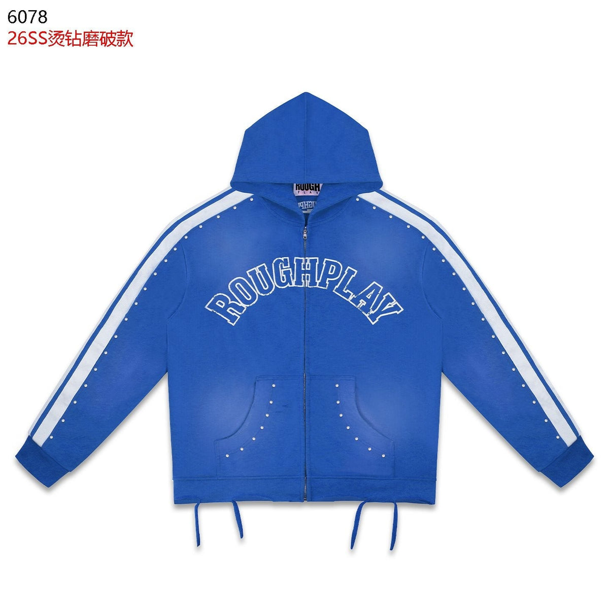 Rough Play Studded Stripe Full-Zip Hoodie