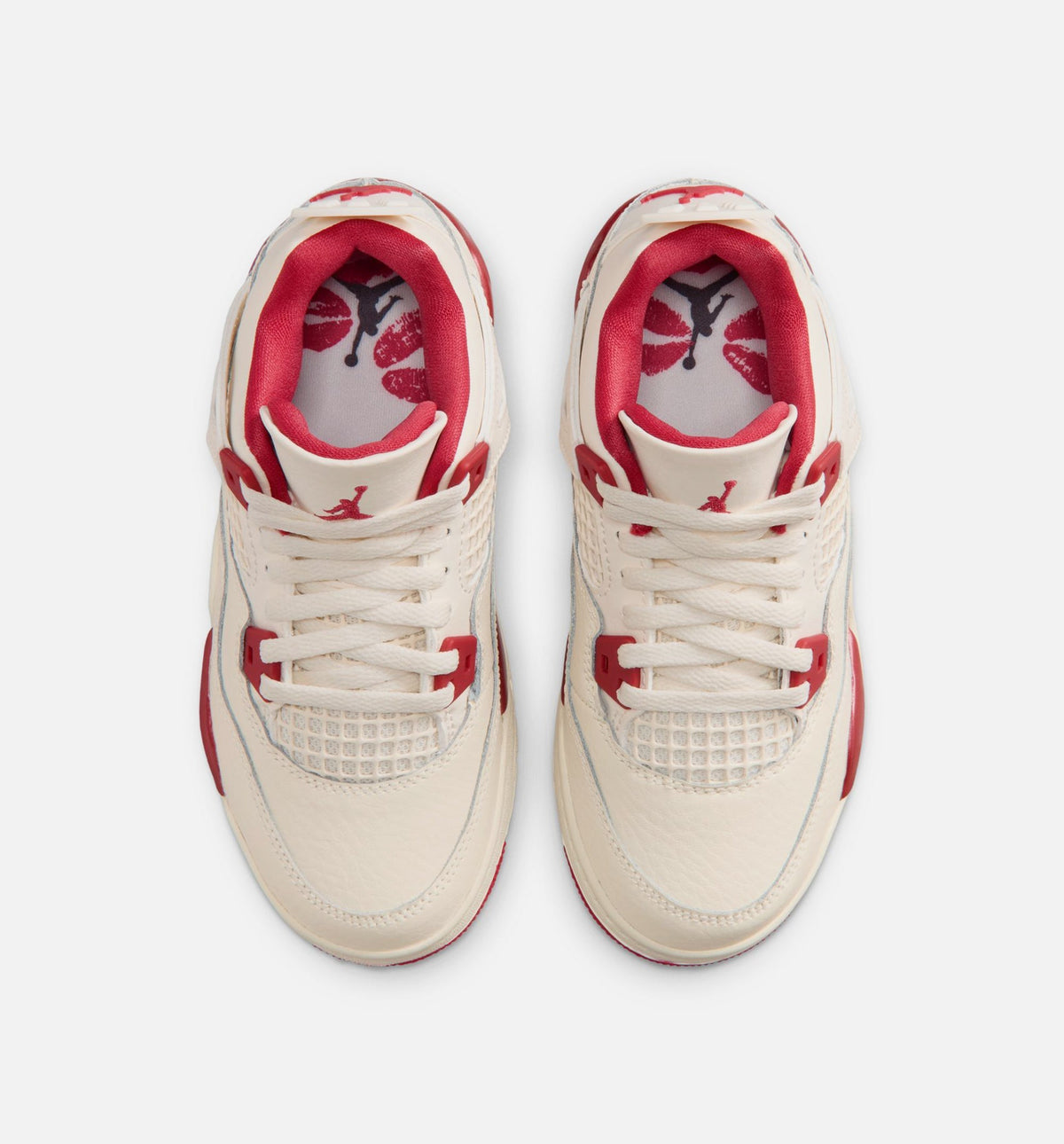Air Jordan 4 Retro Valentine's Day Preschool Shoes - Pale Ivory Sierra Red Tough Red
