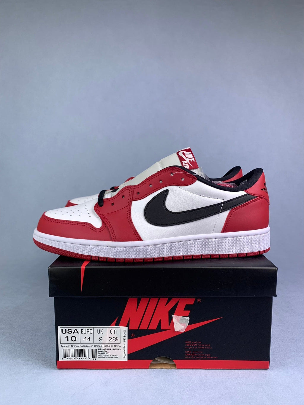 Air Jordan 1 Low White/Red Chicago 705329-600 Unisex Sneakers