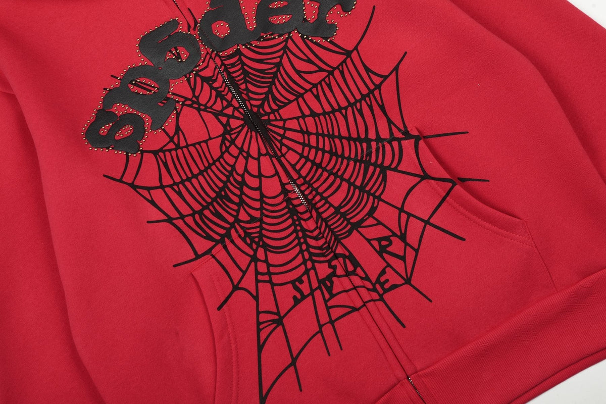 Sp5der Spiderweb Graphic Zip Hoodie & Sweatpants Matching Set