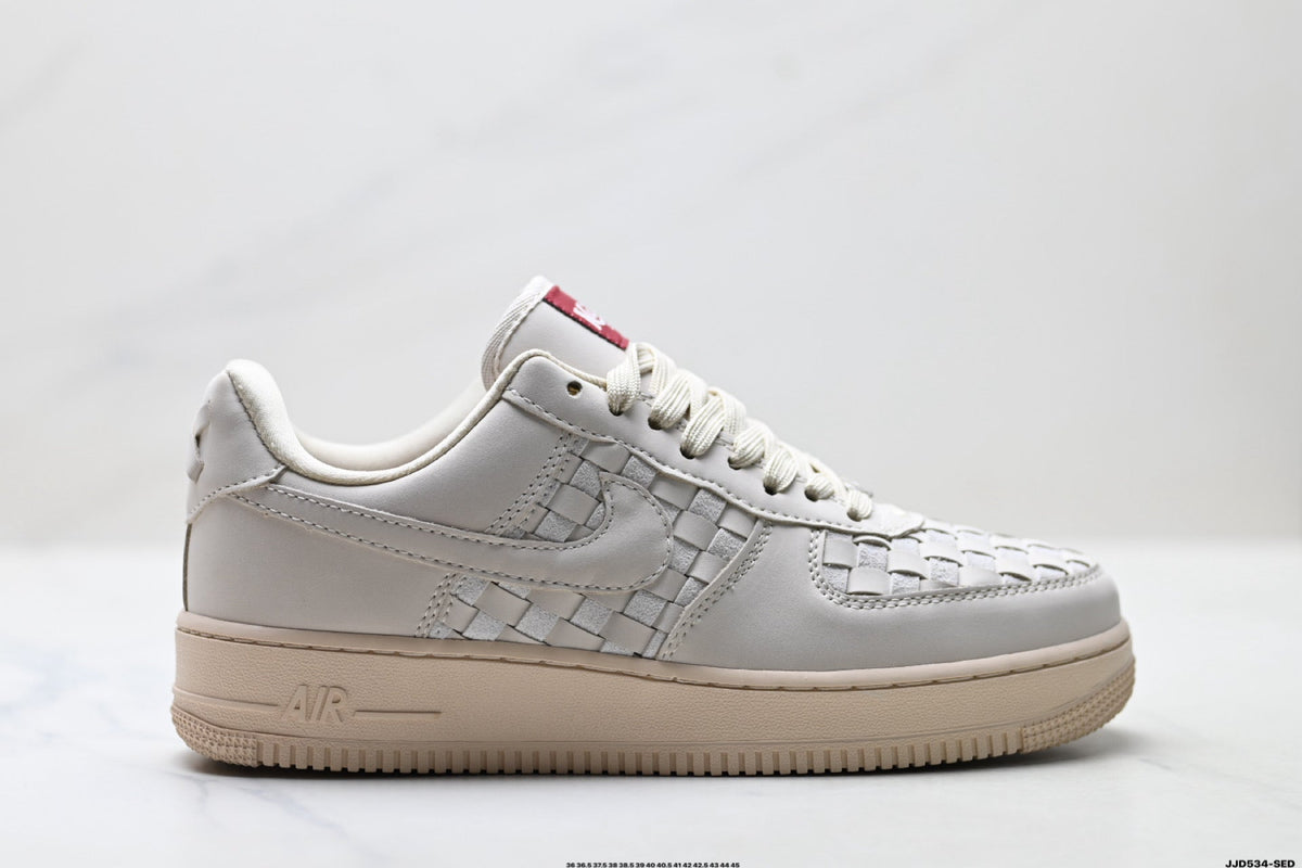 Nike Air Force 1 Low Cream Woven Unisex Sneakers Style 05