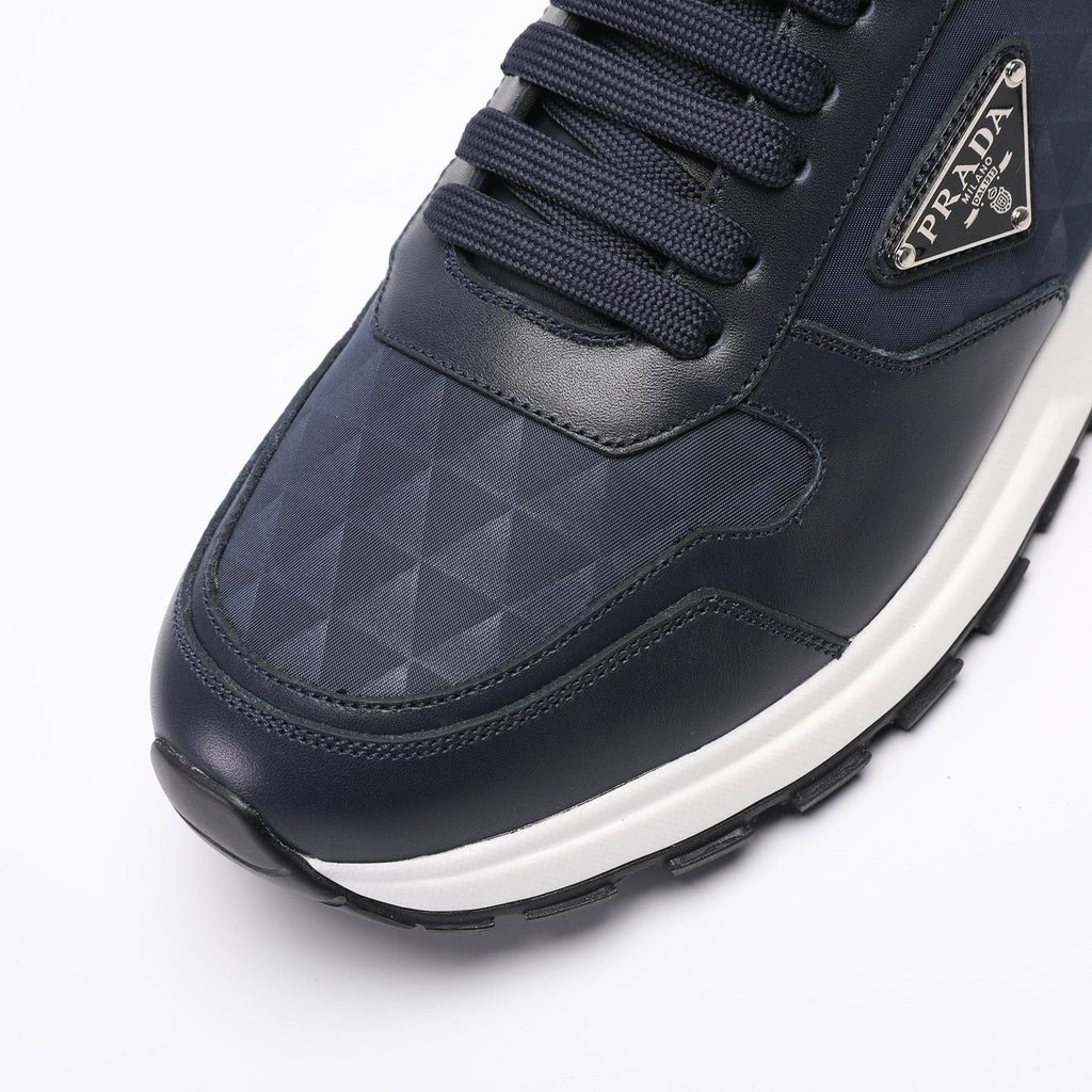Prada Men's Navy Textured Low-Top Sneakers