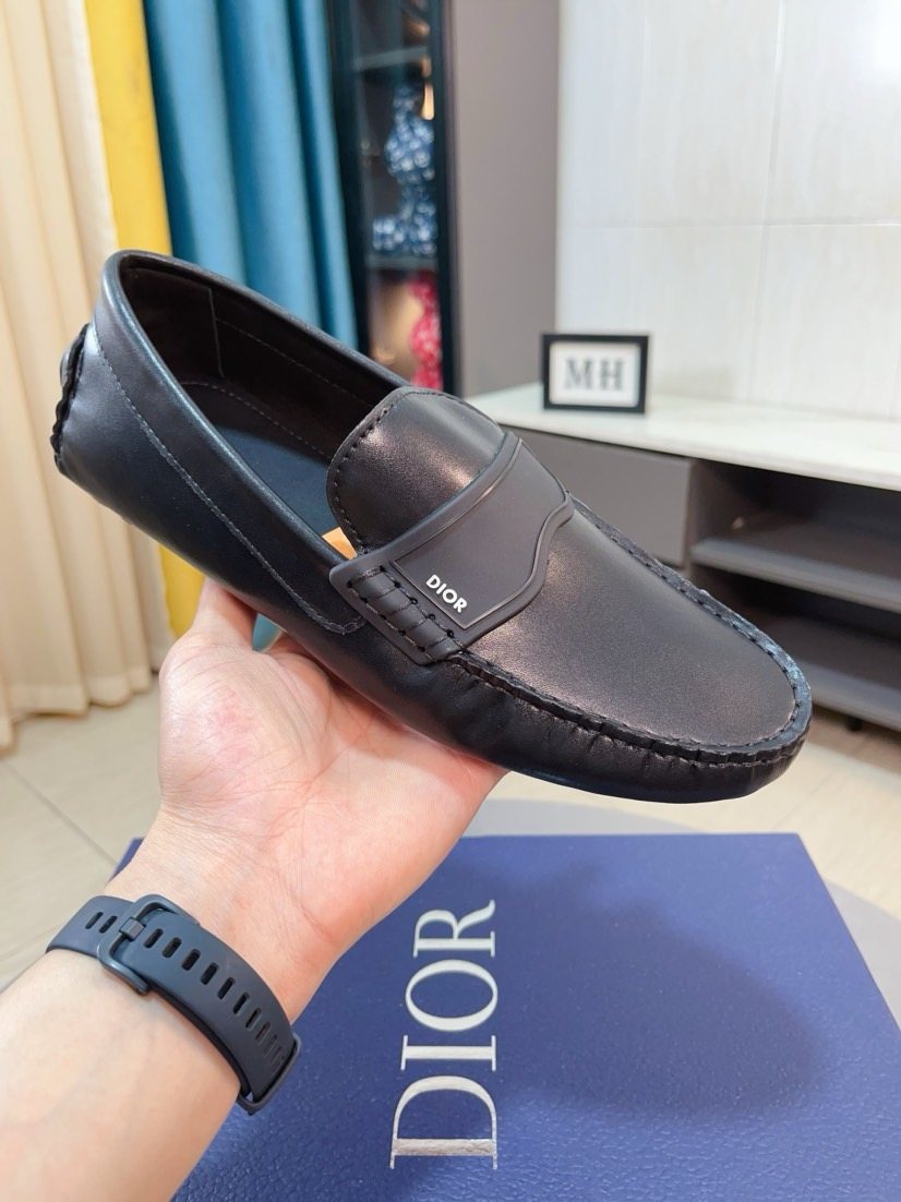 Dior Moc-Toe Logo Plaque Loafers