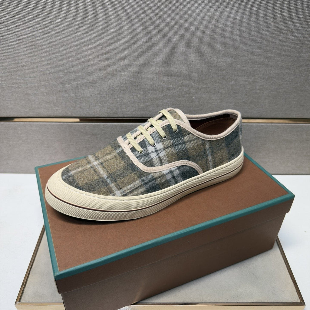 Loro Piana Men's Plaid Low-Top Sneakers