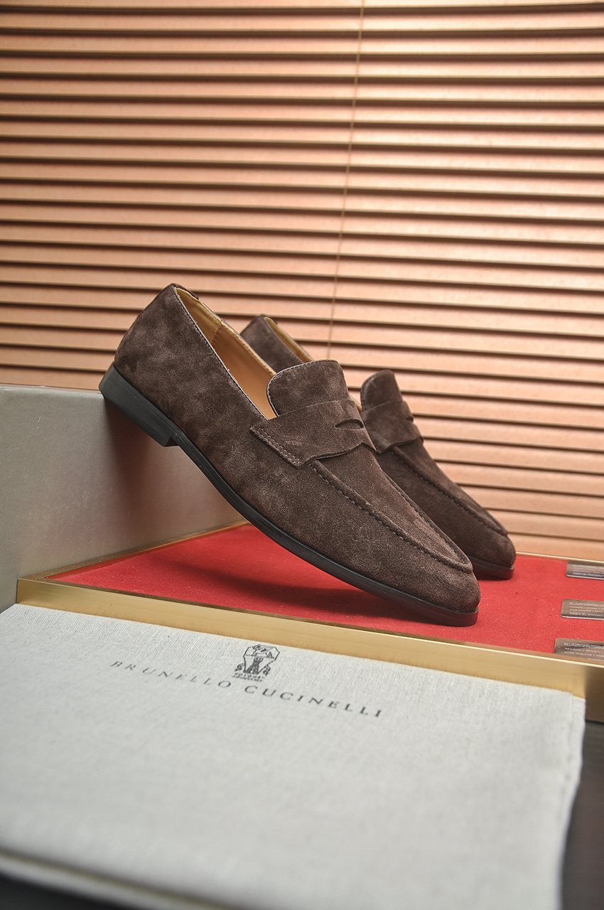 Brunello Cucinelli Men's Suede-Look Penny Loafers
