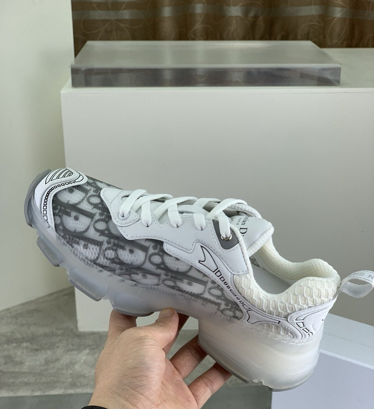 Dior Navy Patterned Low-Top Sneakers