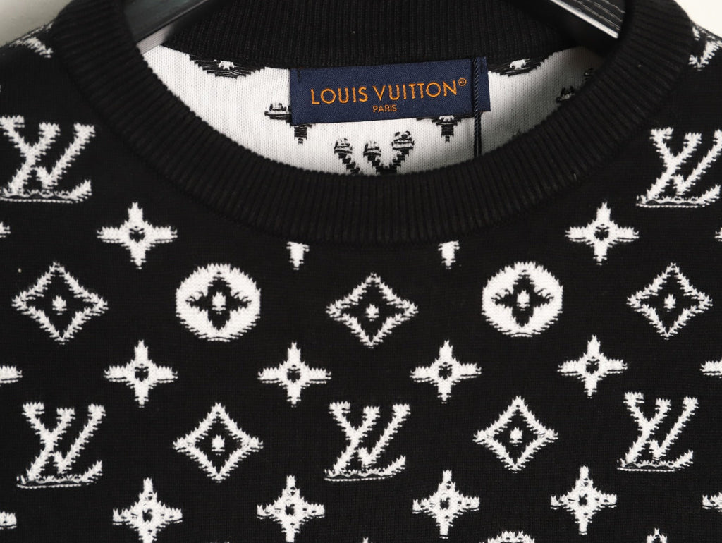 Louis Vuitton Monogram-Style Gradient Crewneck Sweater - Black