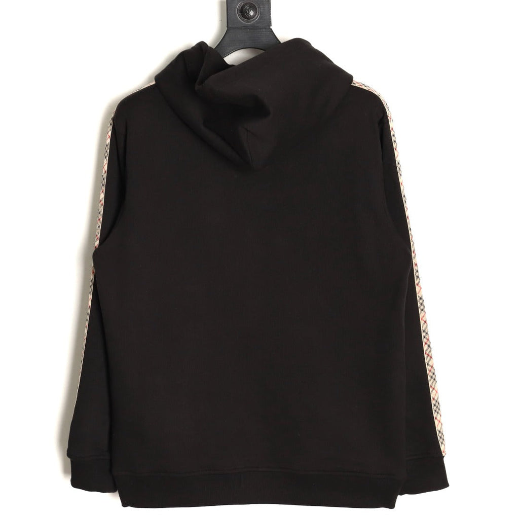 Burberry Check Tape Pullover Hoodie - Black