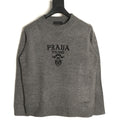 Prada Milano Logo Crewneck Knit Sweater - Gray