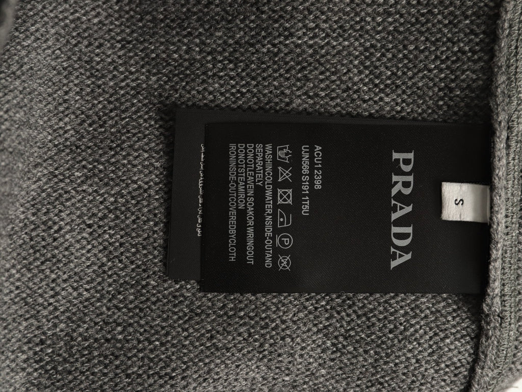 Prada Milano Logo Crewneck Knit Sweater - Gray